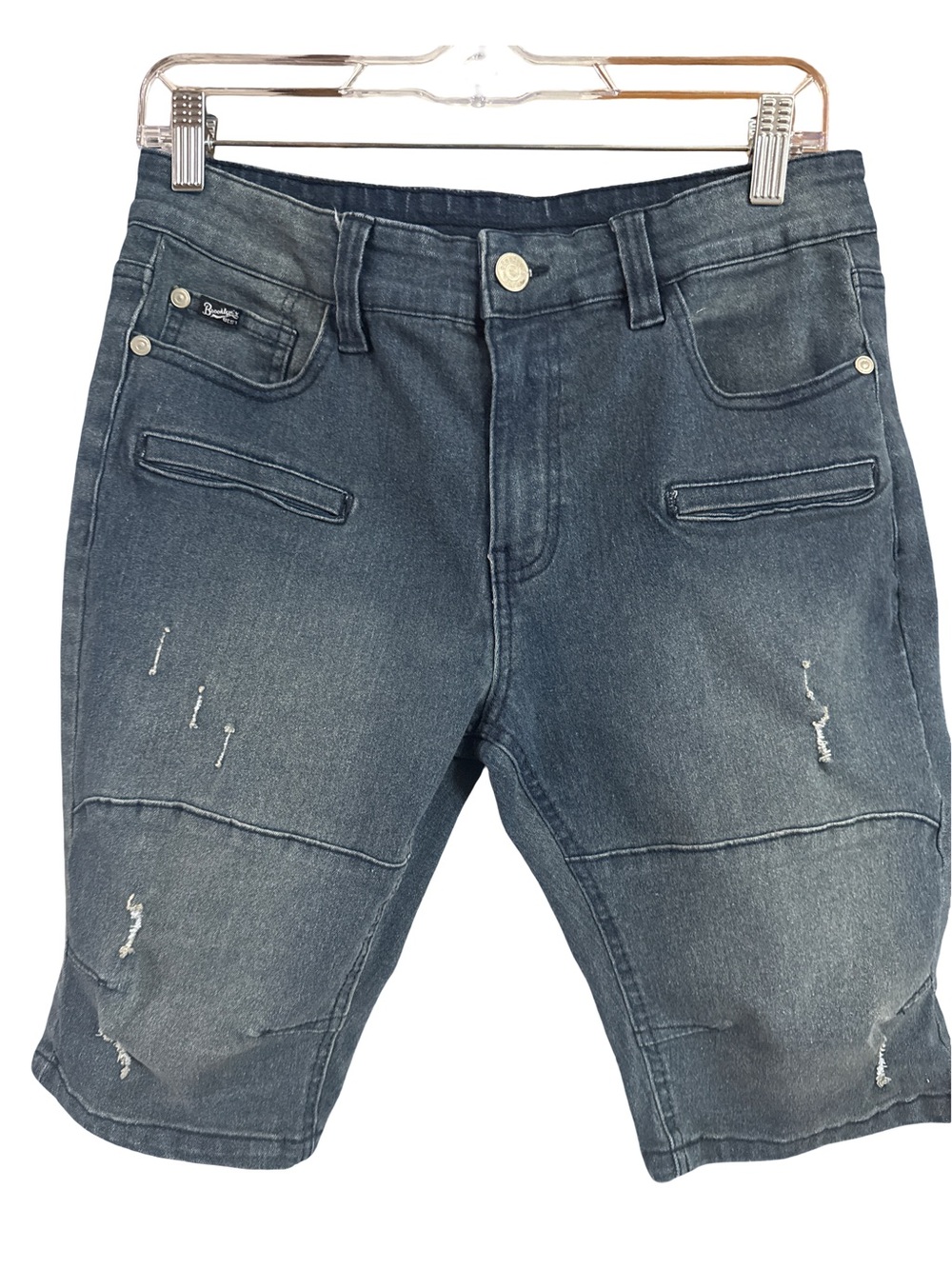 Men's Distressed Indigo Denim Jean Shorts - Casual Mid-Rise